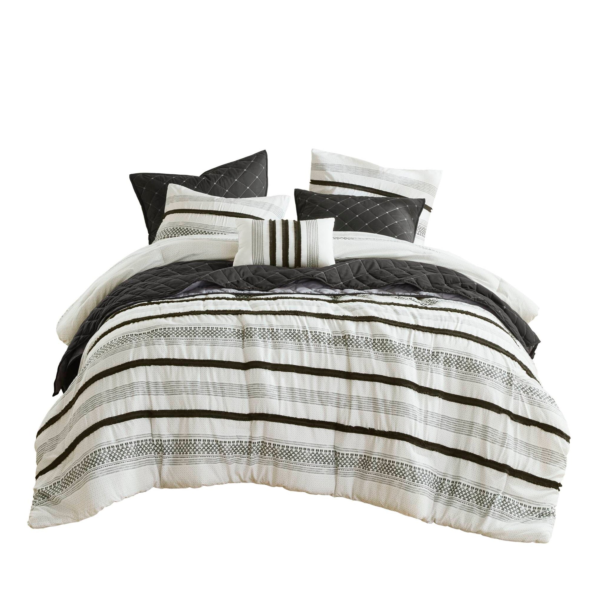 Madison Park 7 Piece Stripe Comforter and Quilt Set