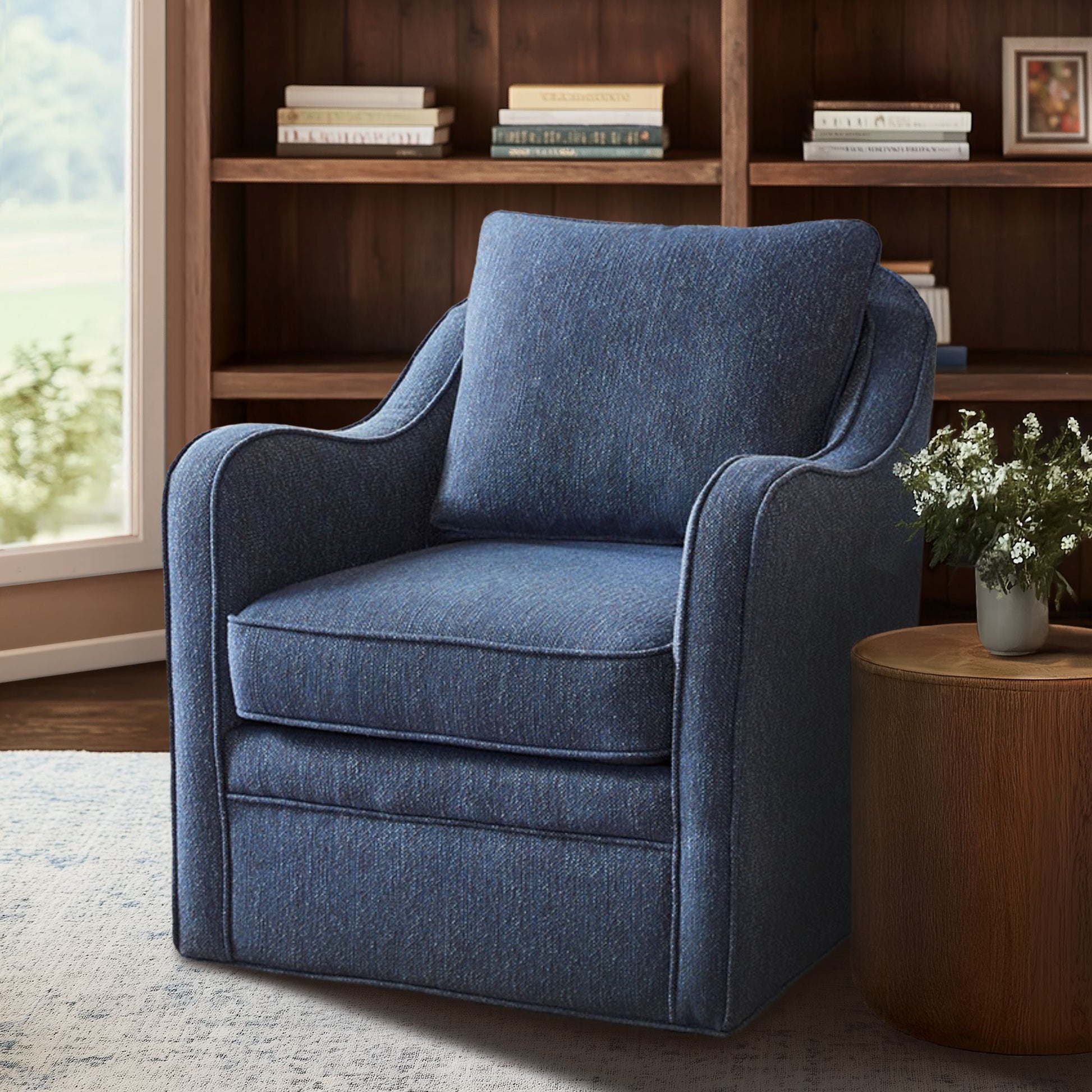 Madison Park Wide Seat Swivel Arm Chair