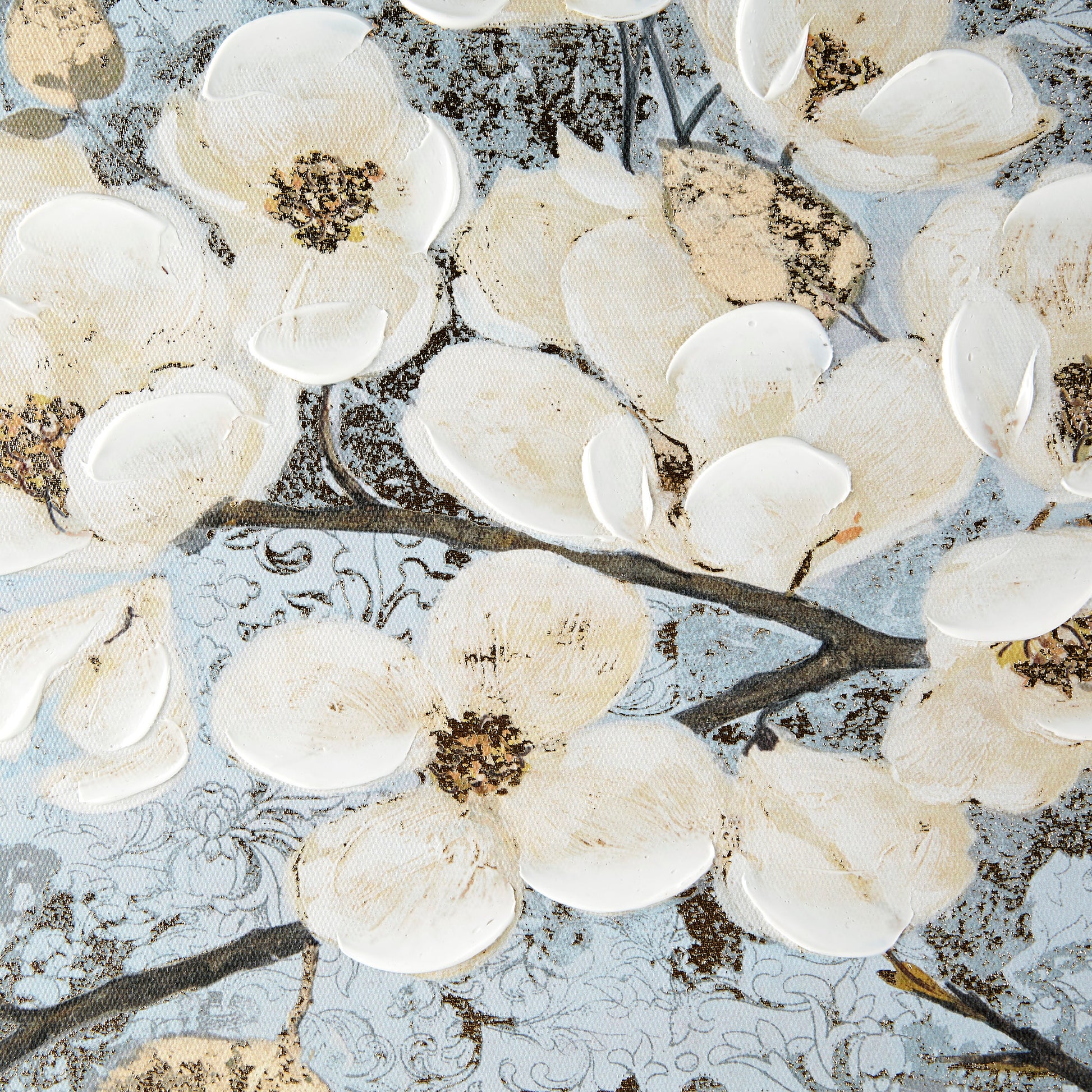 Madison Park Gold Foil and Hand Embellished Floral Canvas Wall Art
