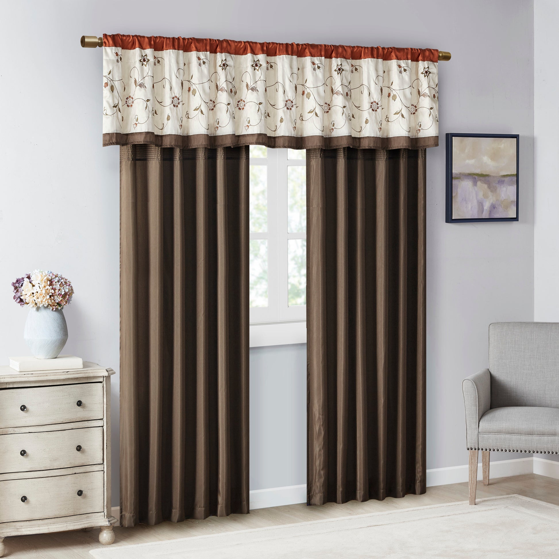 Madison Park Embroidered Window Valance