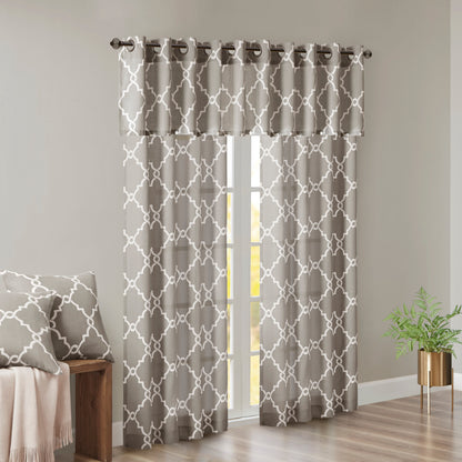 Madison Park Fretwork Print Grommet Top Window Valance