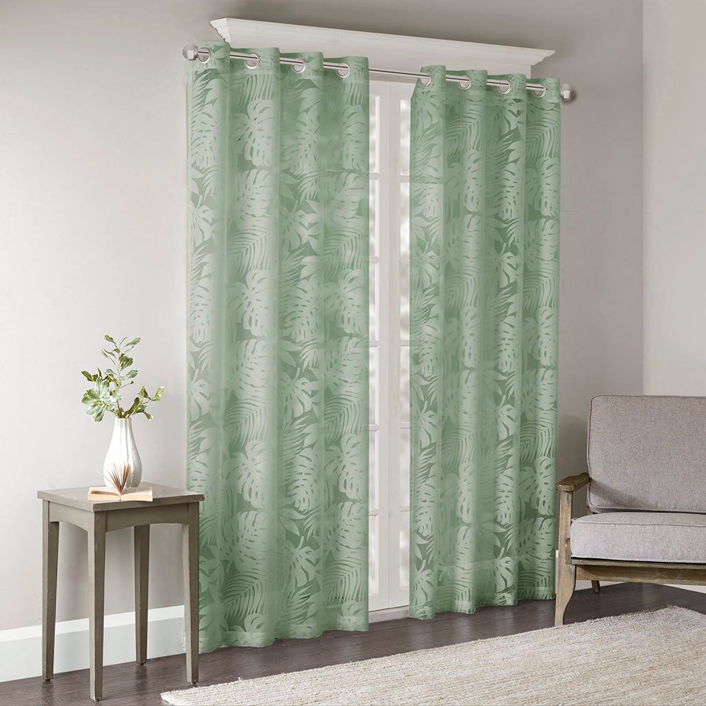 Madison Park Palm Leaf Burnout Window Sheer