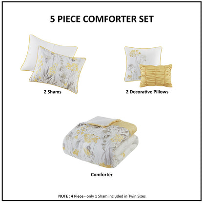 Madison Park 5 Piece Seersucker Comforter Set with Throw Pillows