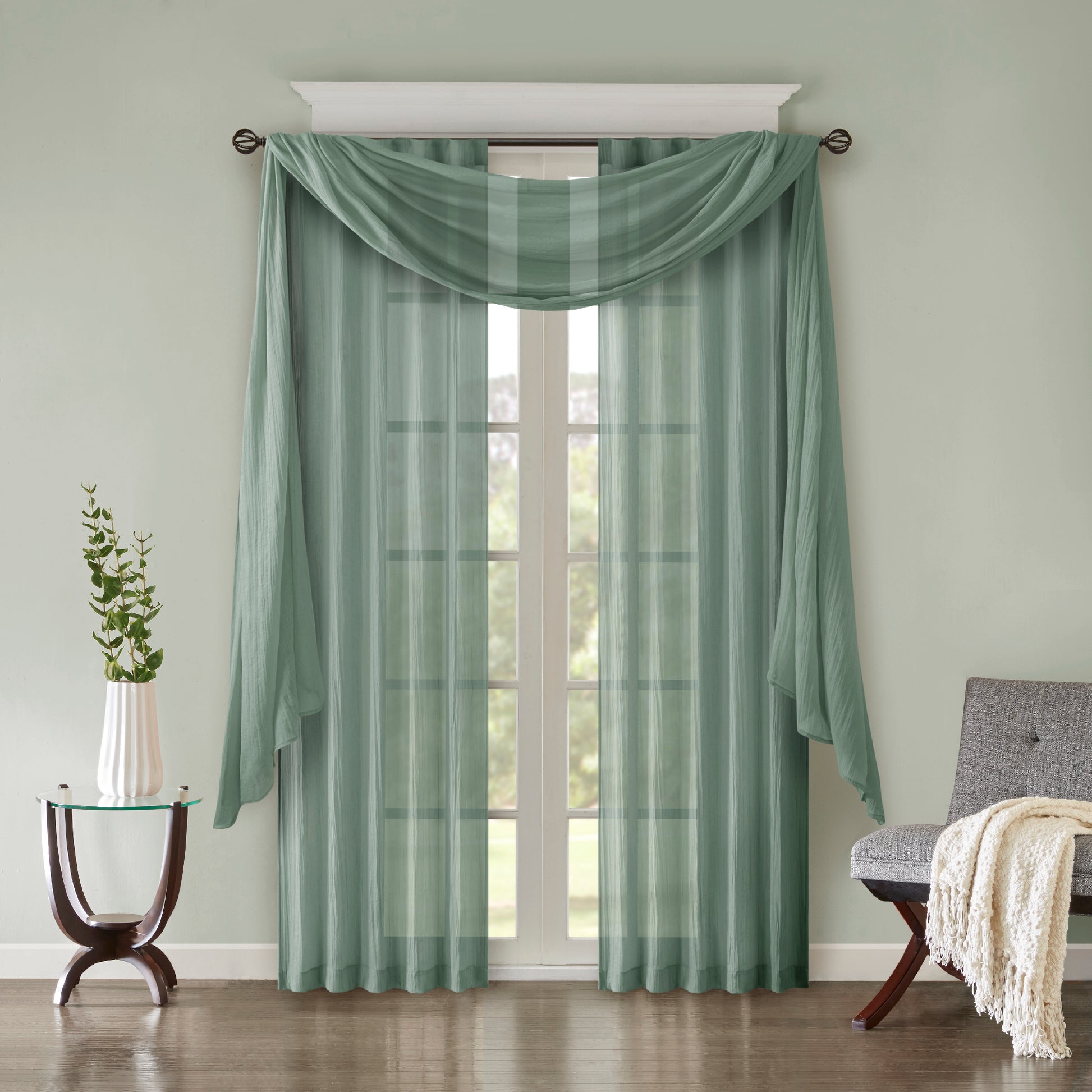 Madison Park Solid Crushed Curtain Panel Pair