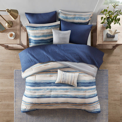 Madison Park 8 Piece Printed Seersucker Comforter and Quilt Set Collection