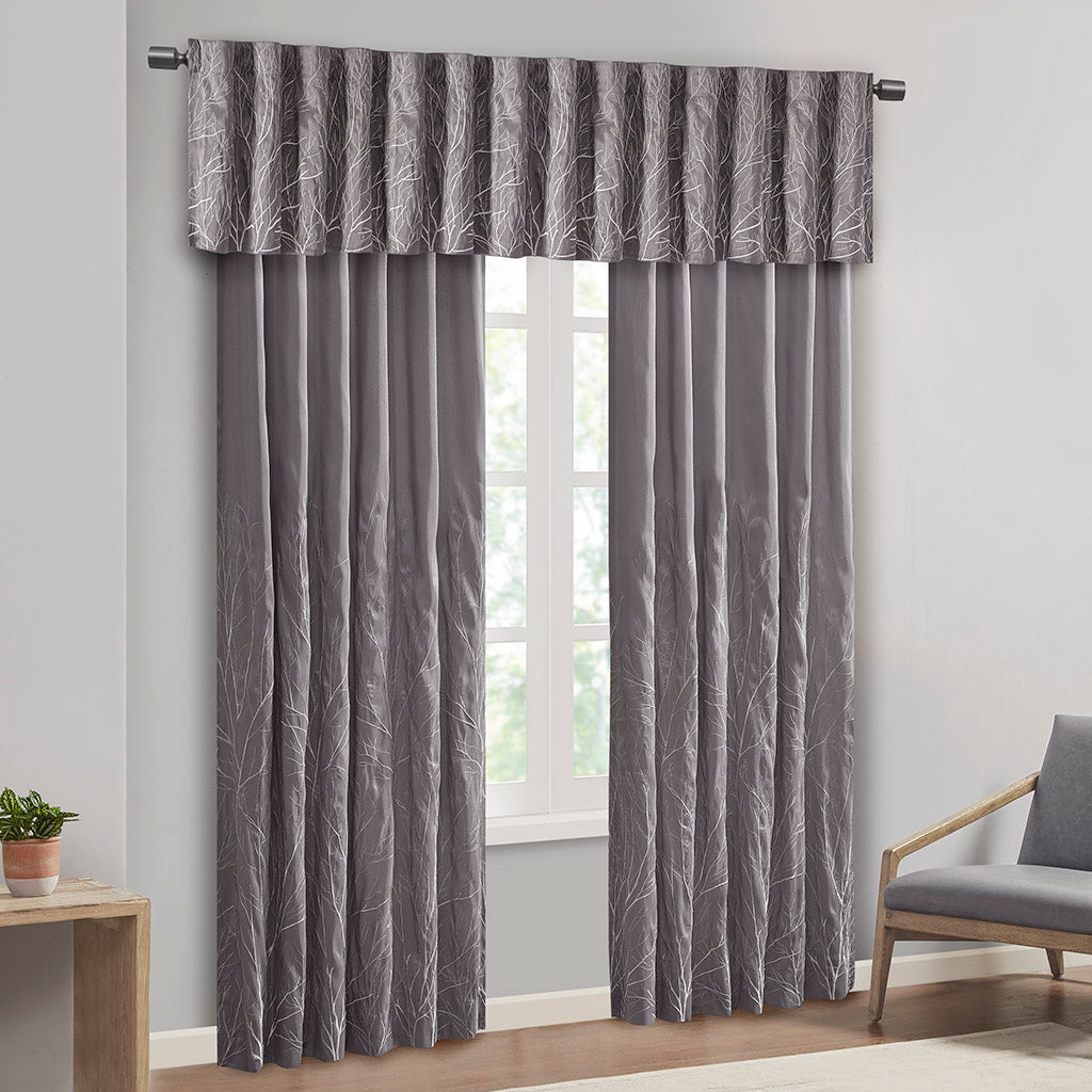 Madison Park Faux Silk Embroidered Window Valance