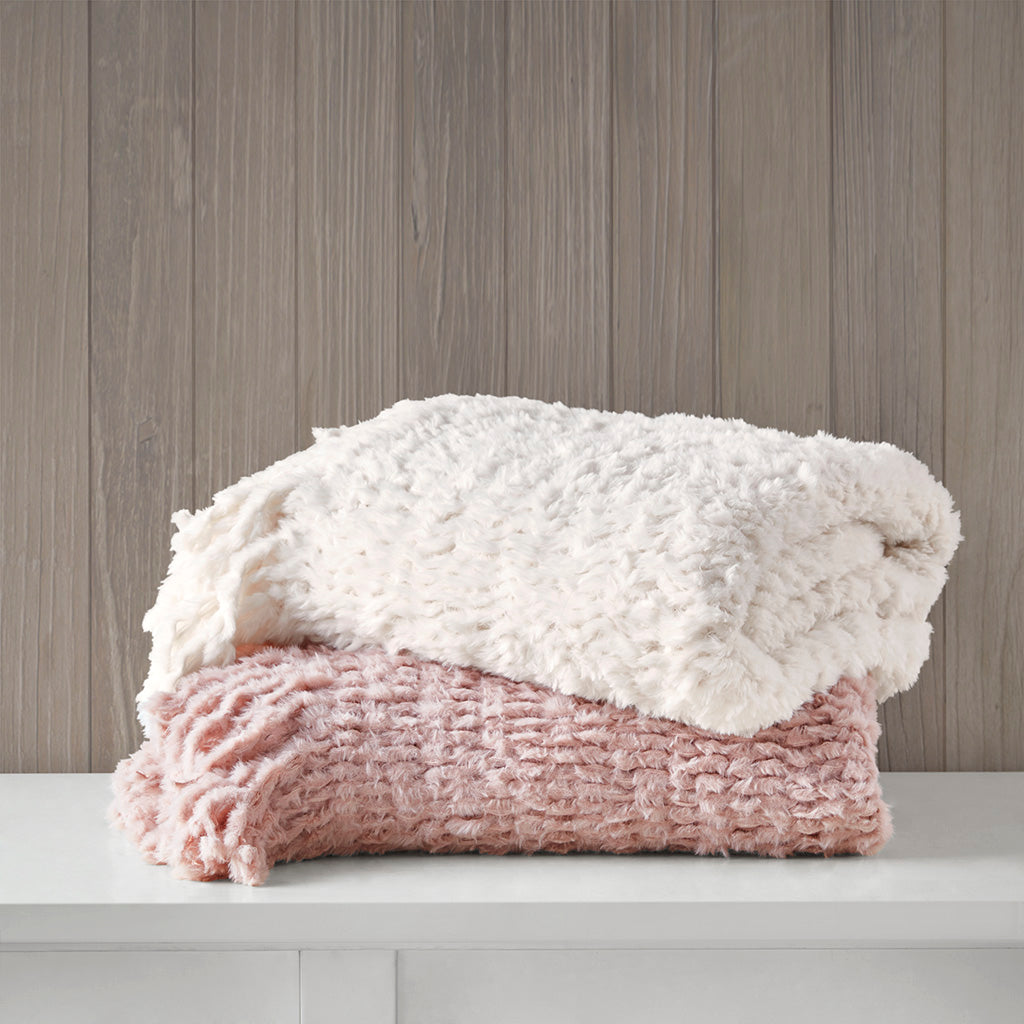 Madison Park Faux Fur Throw with Fringe