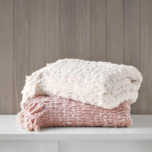 Madison Park Faux Fur Throw with Fringe