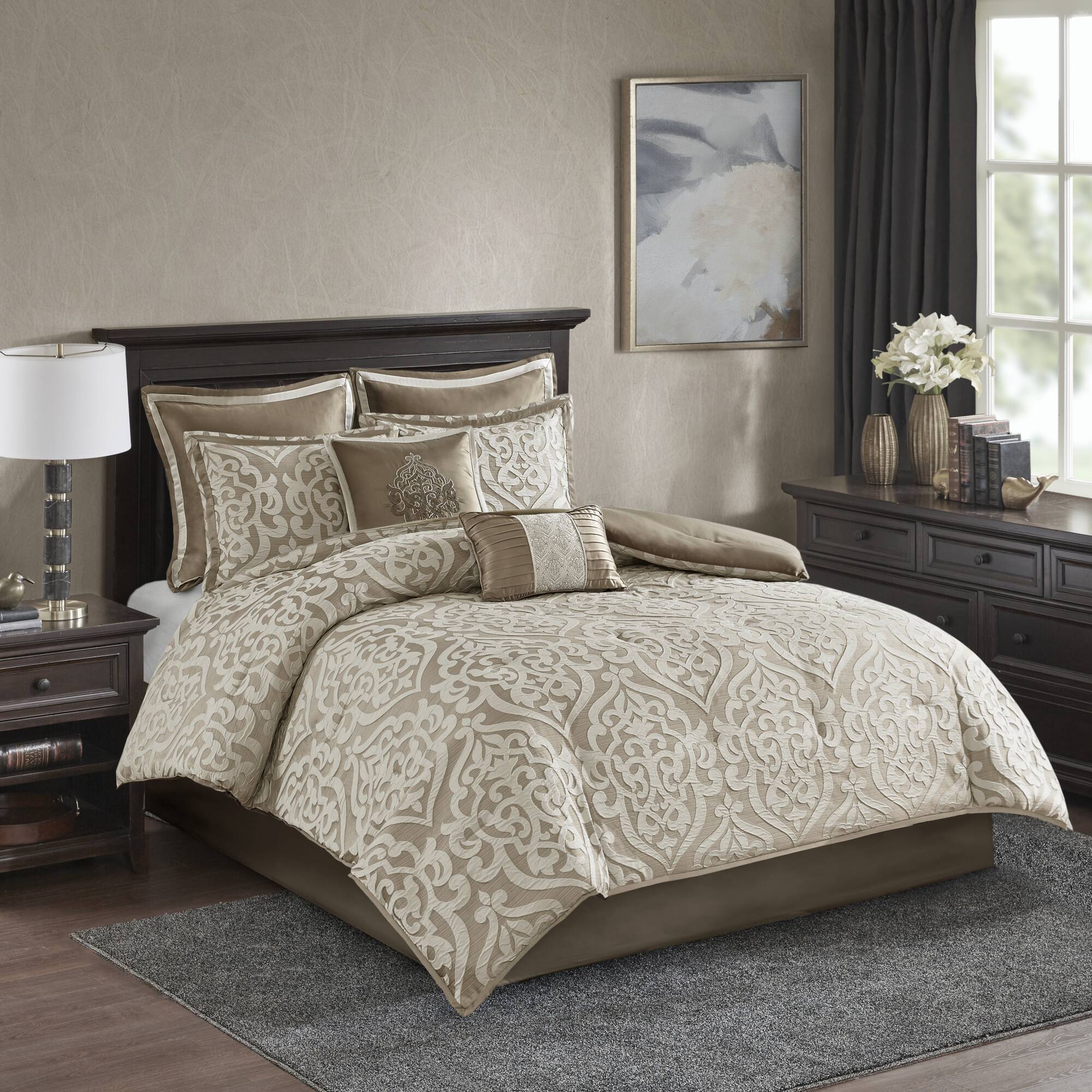 Odette 8 Piece Jacquard Comforter Set - Madison Park Fashion Bedding