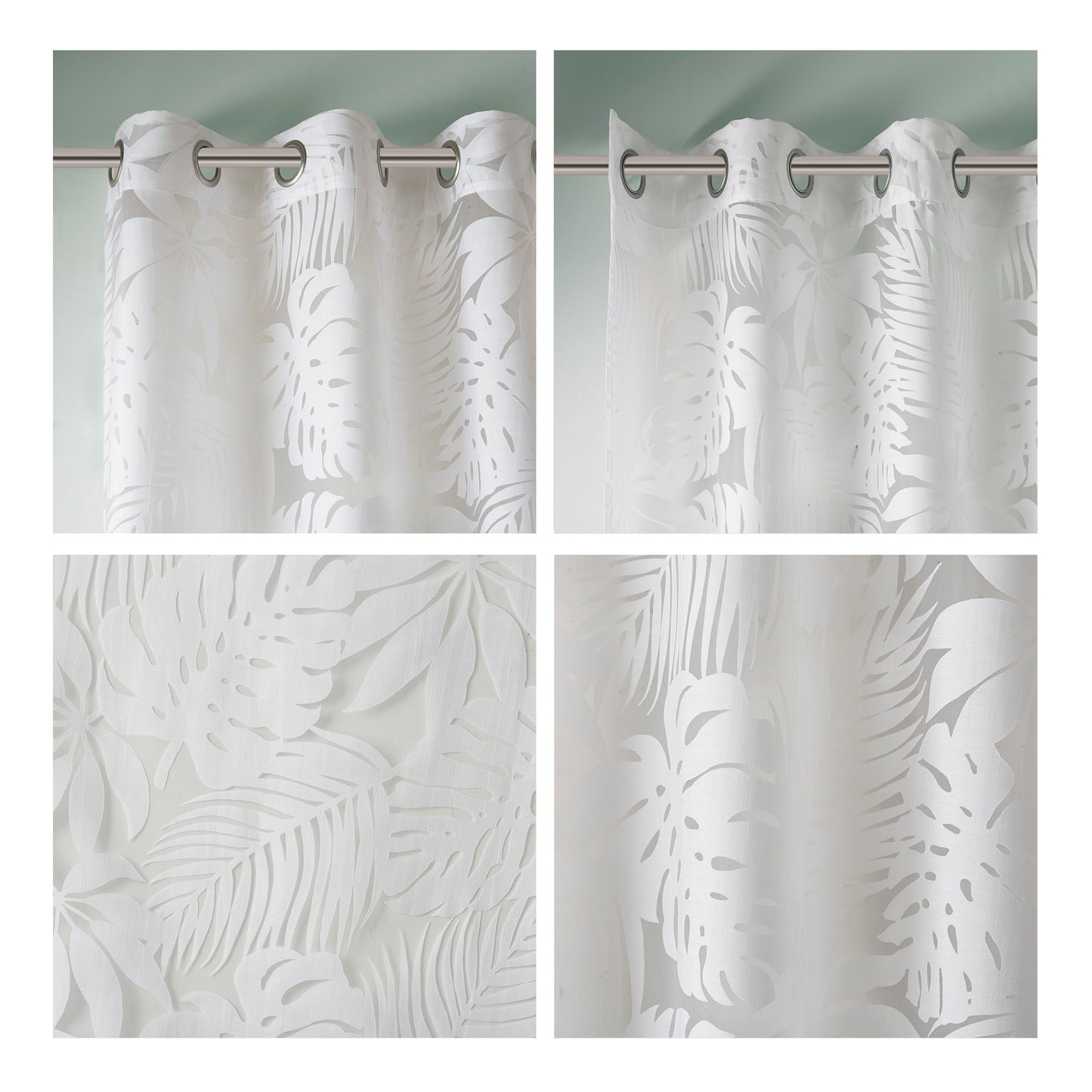Madison Park Palm Leaf Burnout Window Sheer