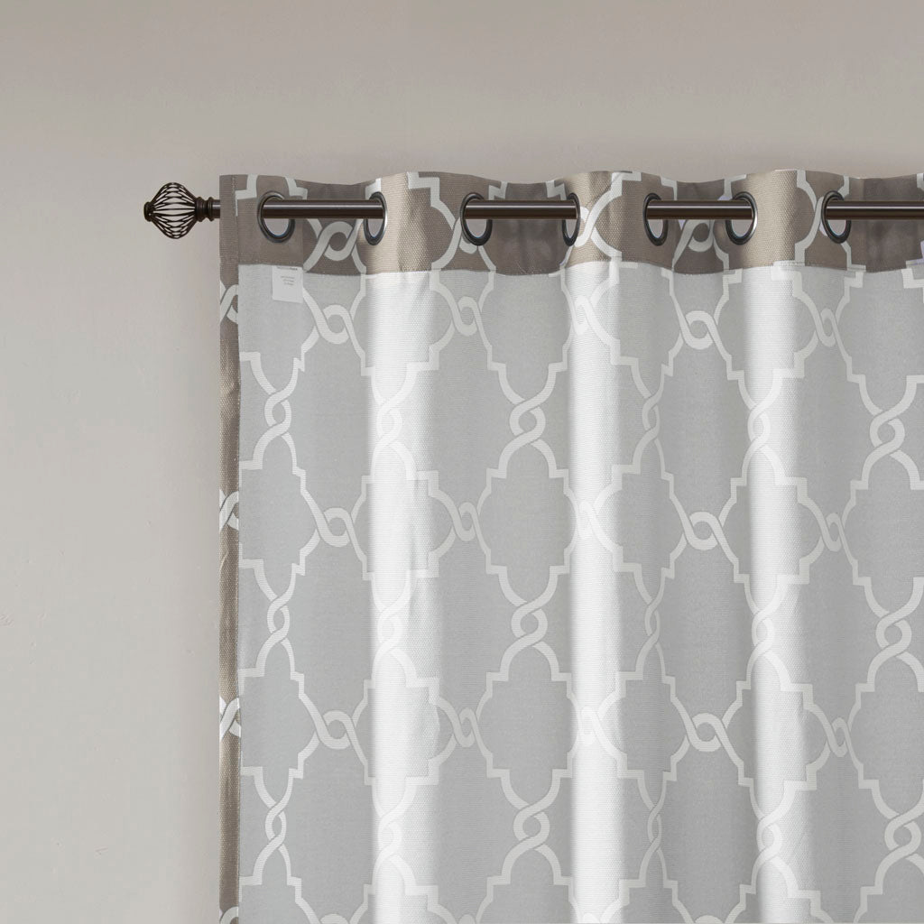 Madison Park Fretwork Print Grommet Top Window Curtain Panel