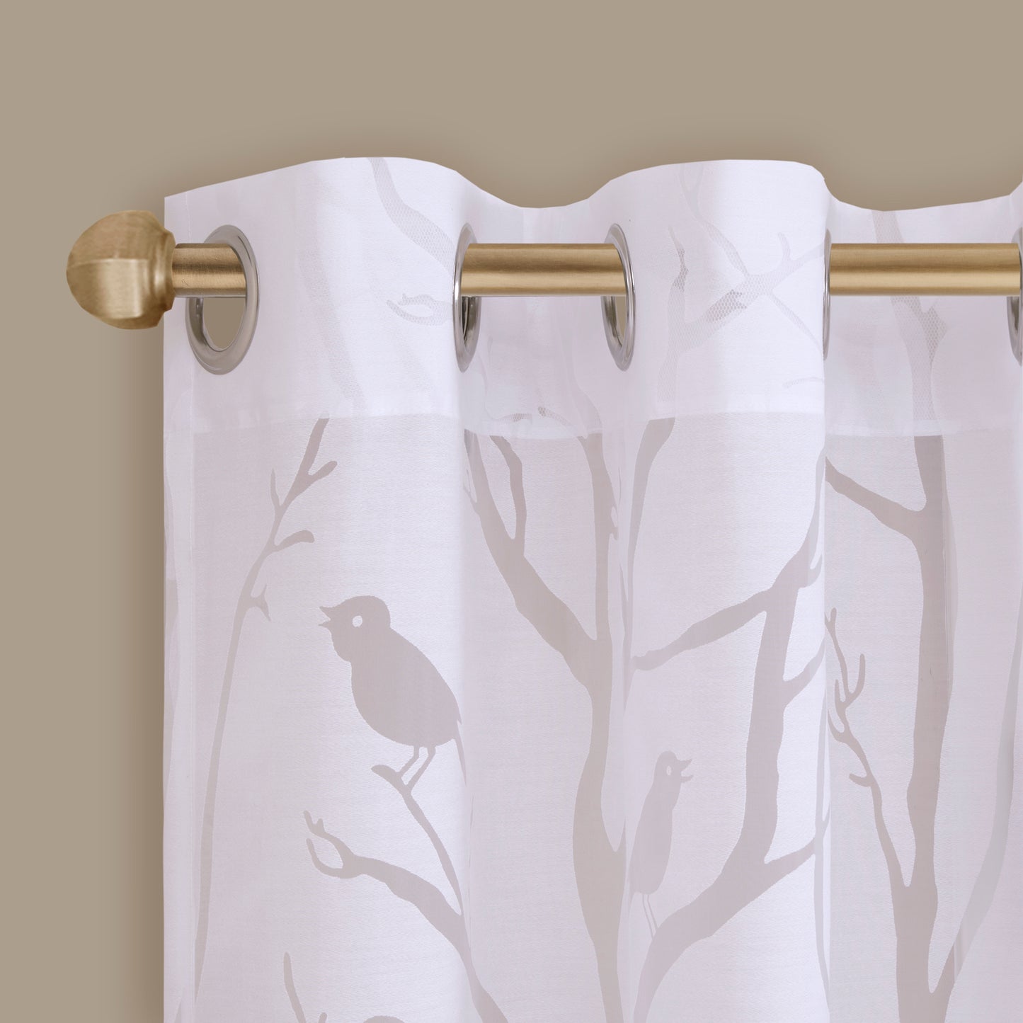 Madison Park Grommet Top Sheer Bird on Branches Burnout Window Curtain
