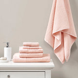 Spa Waffle Cotton Waffle Jacquard Antimicrobial Bath Towel 6-Piece Set