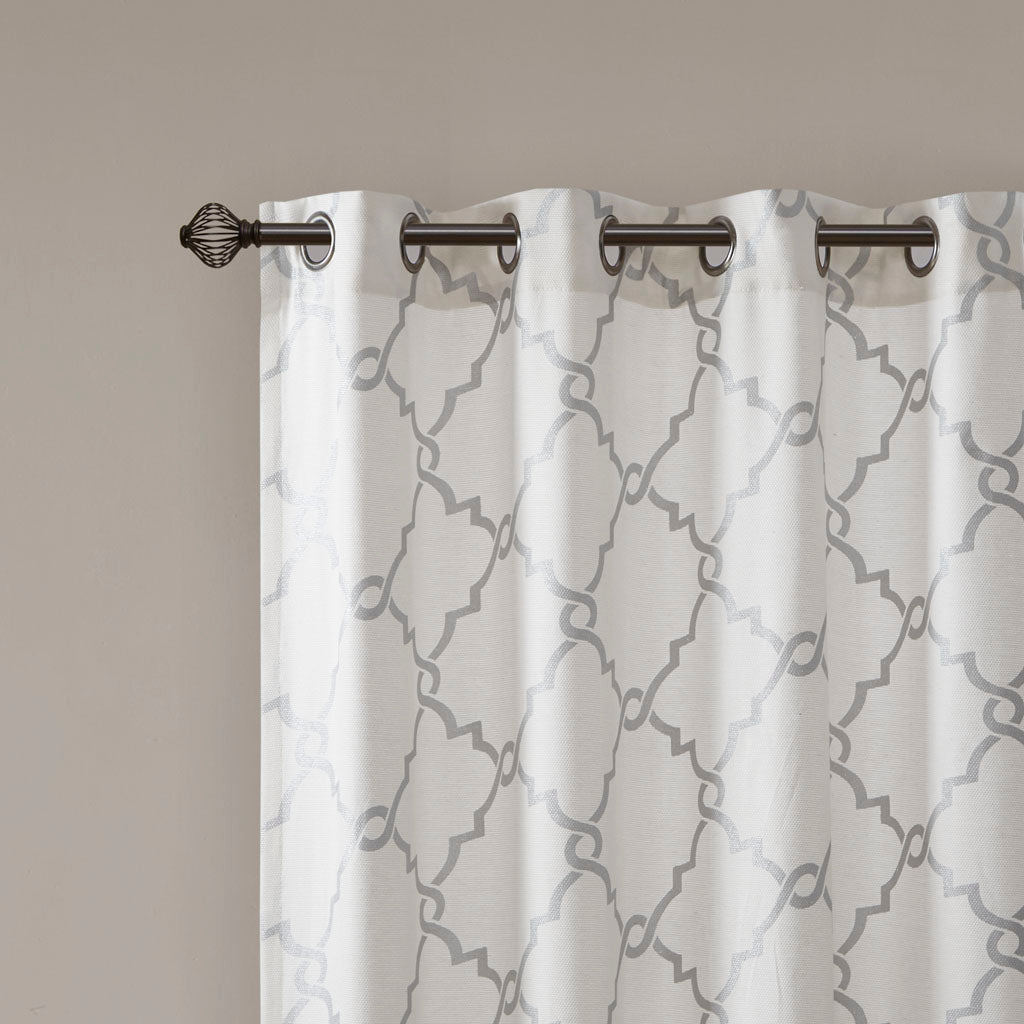 Madison Park Fretwork Print Grommet Top Window Curtain Panel