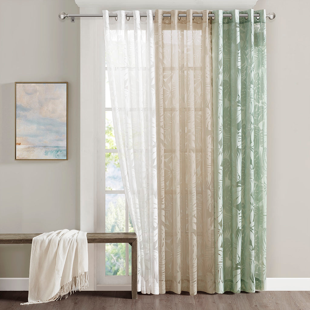 Madison Park Palm Leaf Burnout Window Sheer