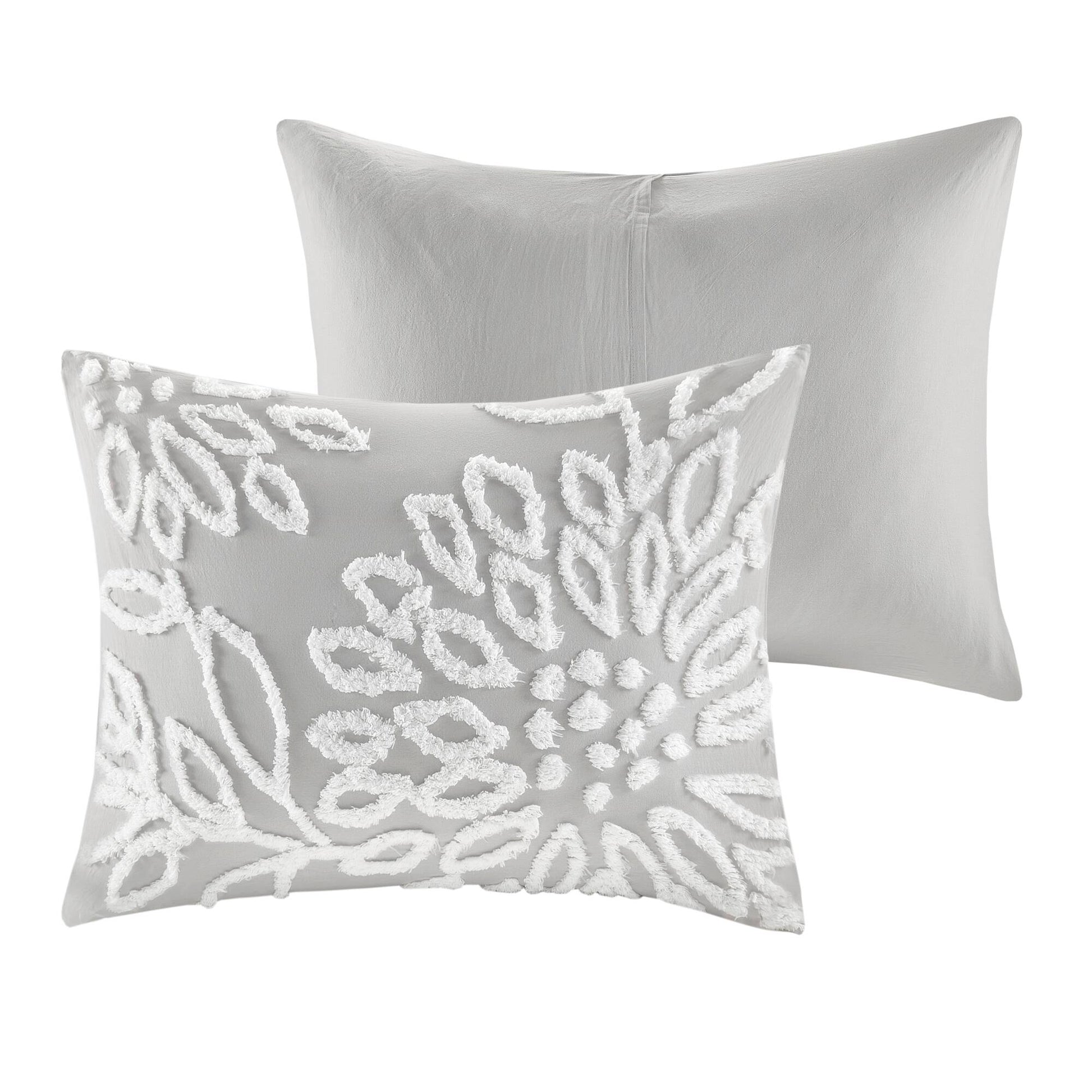 Madison Park 3 Piece Tufted Cotton Chenille Floral Duvet Cover Set