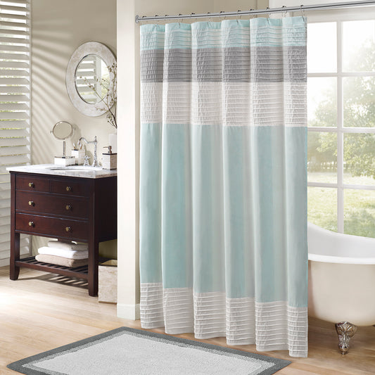 Madison Park Faux Silk Shower Curtain