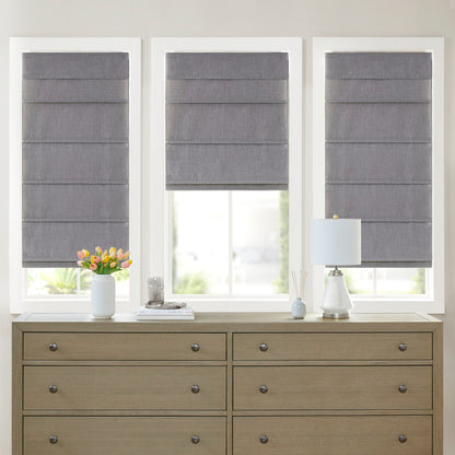 Madison Park Faux Linen Cordless Total Blackout Roman Shade