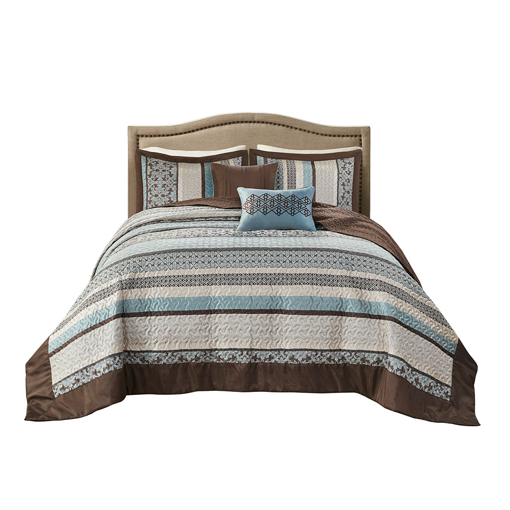 Madison Park 5 Piece Reversible Jacquard Bedspread Set