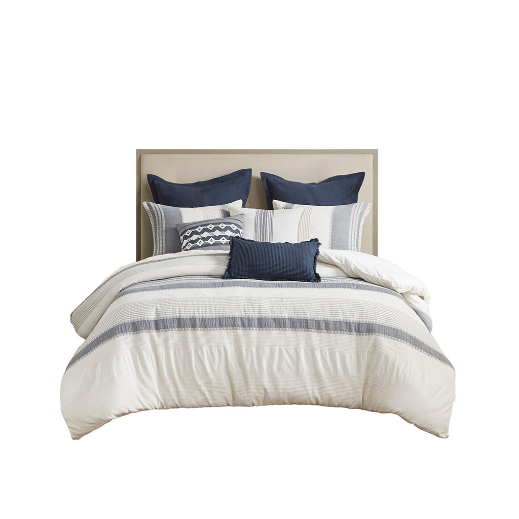 Madison Park Signature Oversized Cotton Jacquard Comforter Set with Euro Shams and Throw Pillows