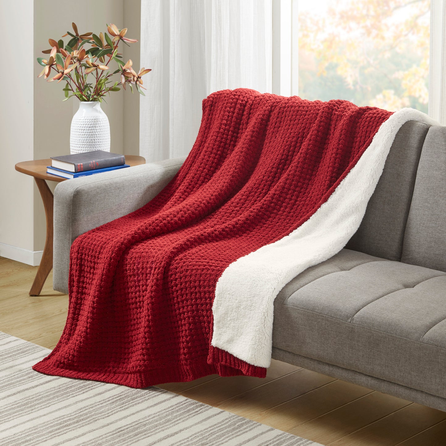 Madison Park Waffle Knit Chenille Throw
