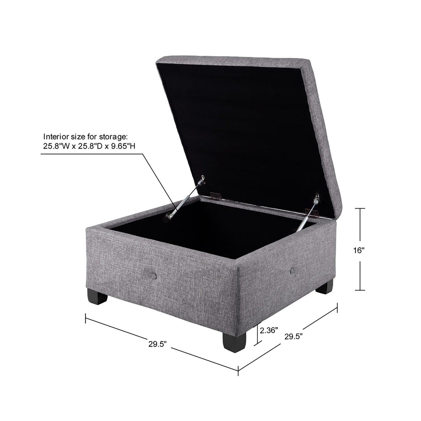 Madison Park Soft Close Storage Ottoman