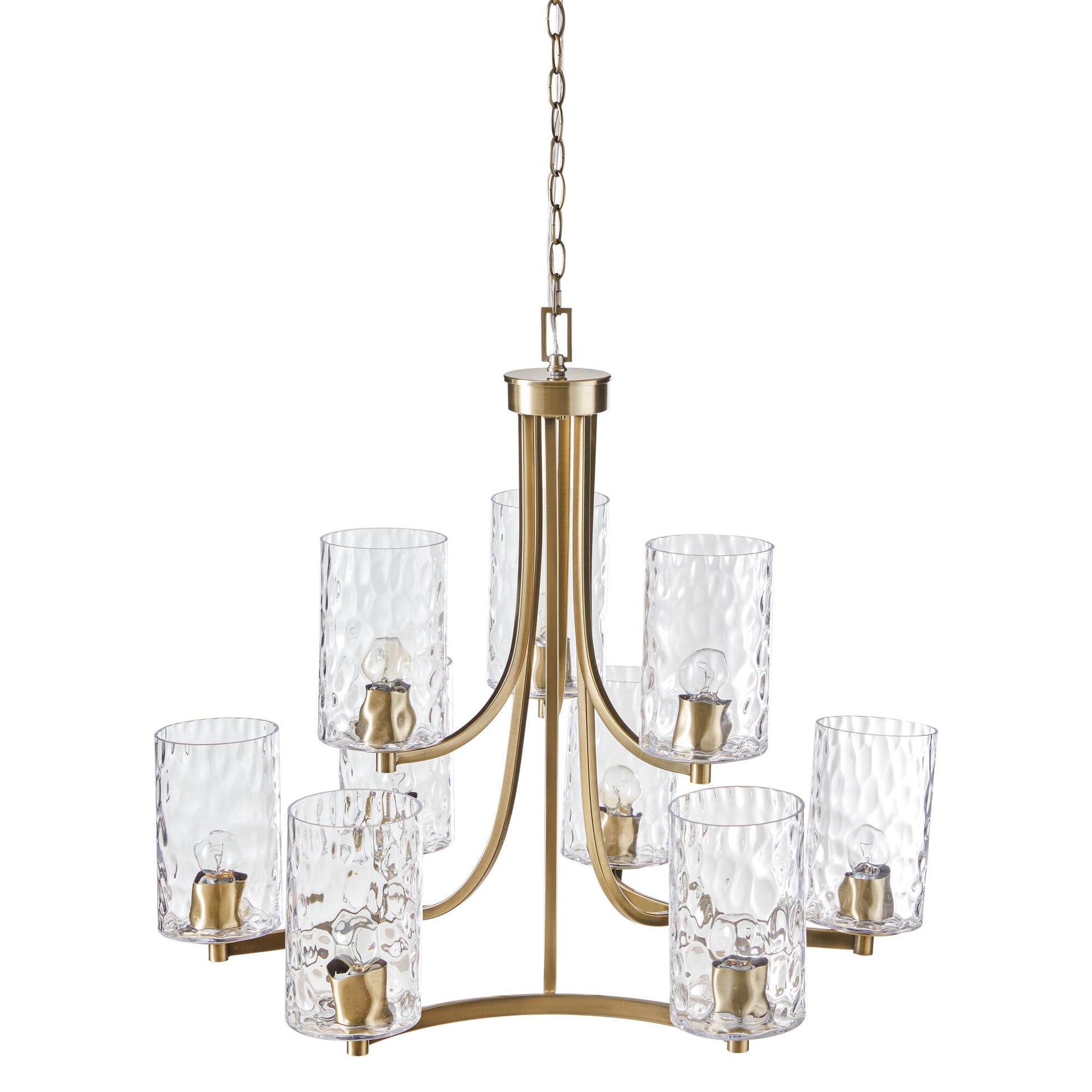 Hampton Hill 9-light Round Tiered Chandelier with Textured Glass Shades