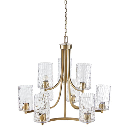 Hampton Hill 9-light Round Tiered Chandelier with Textured Glass Shades