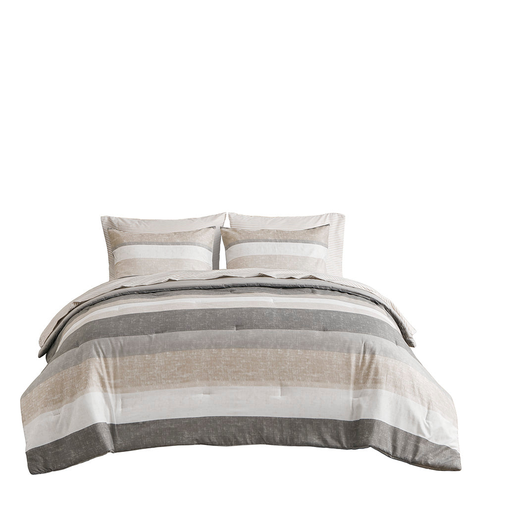 Madison Park Essentials Stripe Comforter Set with Bed Sheets