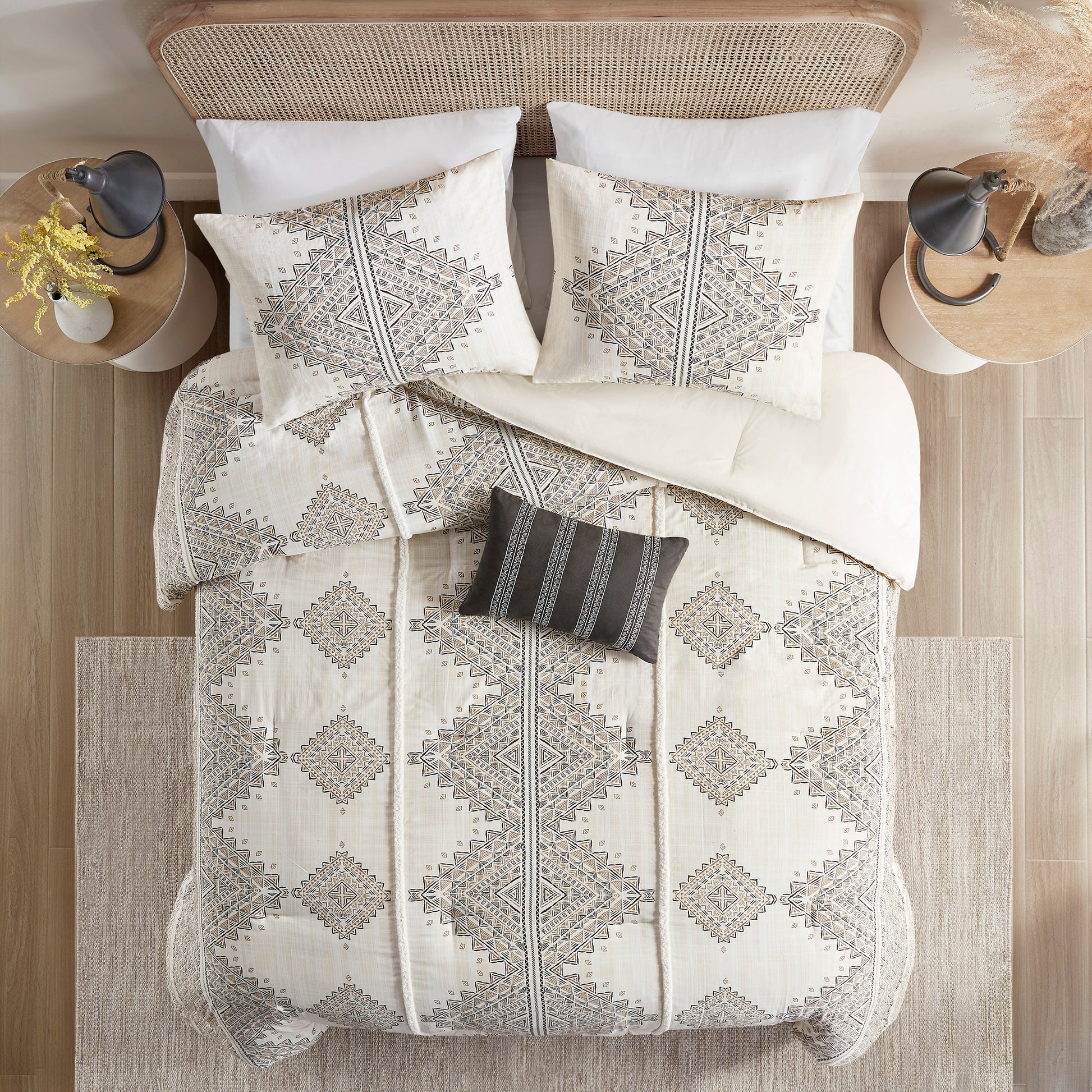 Madison Park 4 Piece Printed Duvet Cover Set with Throw Pillow