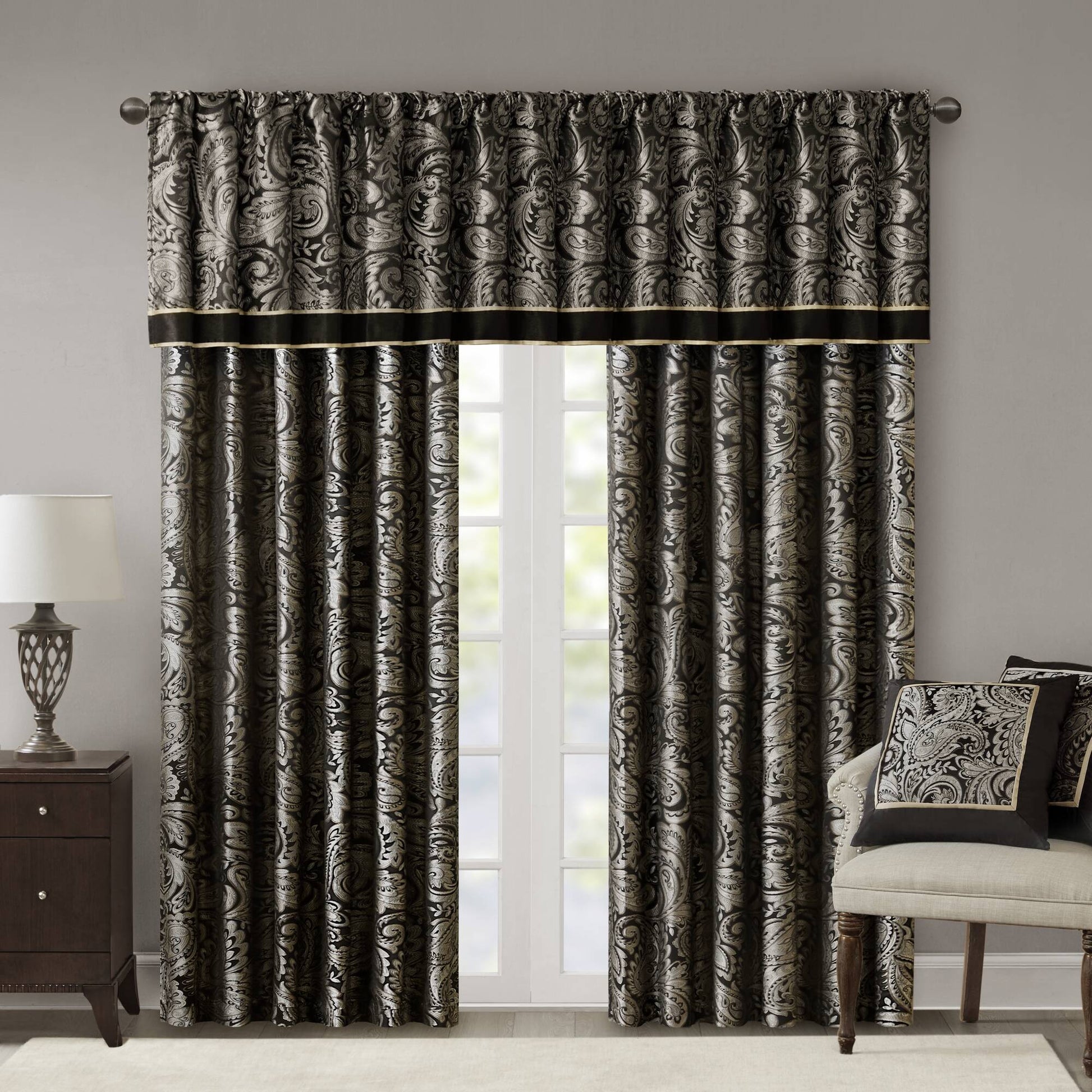 Madison Park Jacquard Curtain Panel Pair