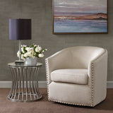 Tyler Upholstered Swivel Barrel Chair with Nailheads Set of 2