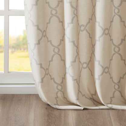 Madison Park Fretwork Print Grommet Top Window Curtain Panel