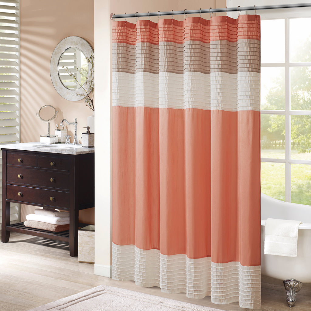 Madison Park Faux Silk Shower Curtain