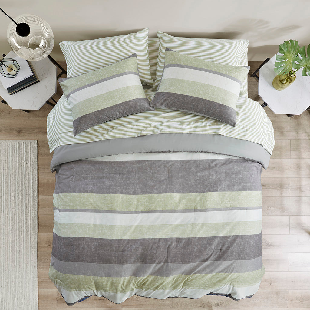 Madison Park Essentials Stripe Comforter Set with Bed Sheets