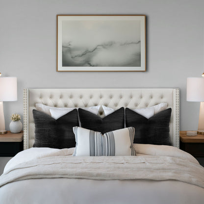 Amelia Upholstered Wingback Headboard with Button Tufting & Nailhead Trim