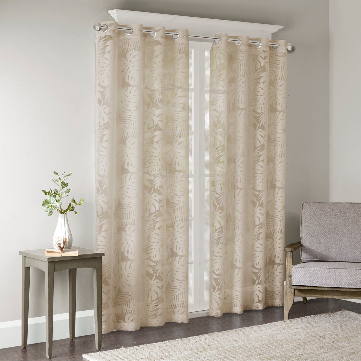 Madison Park Palm Leaf Burnout Window Sheer