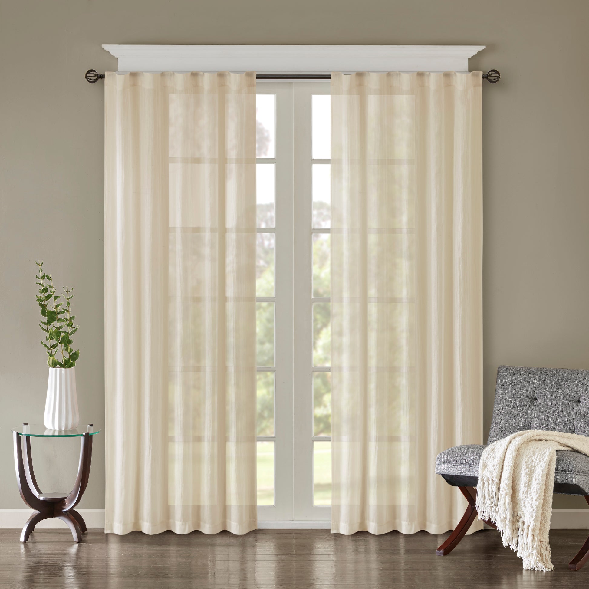 Madison Park Solid Crushed Curtain Panel Pair