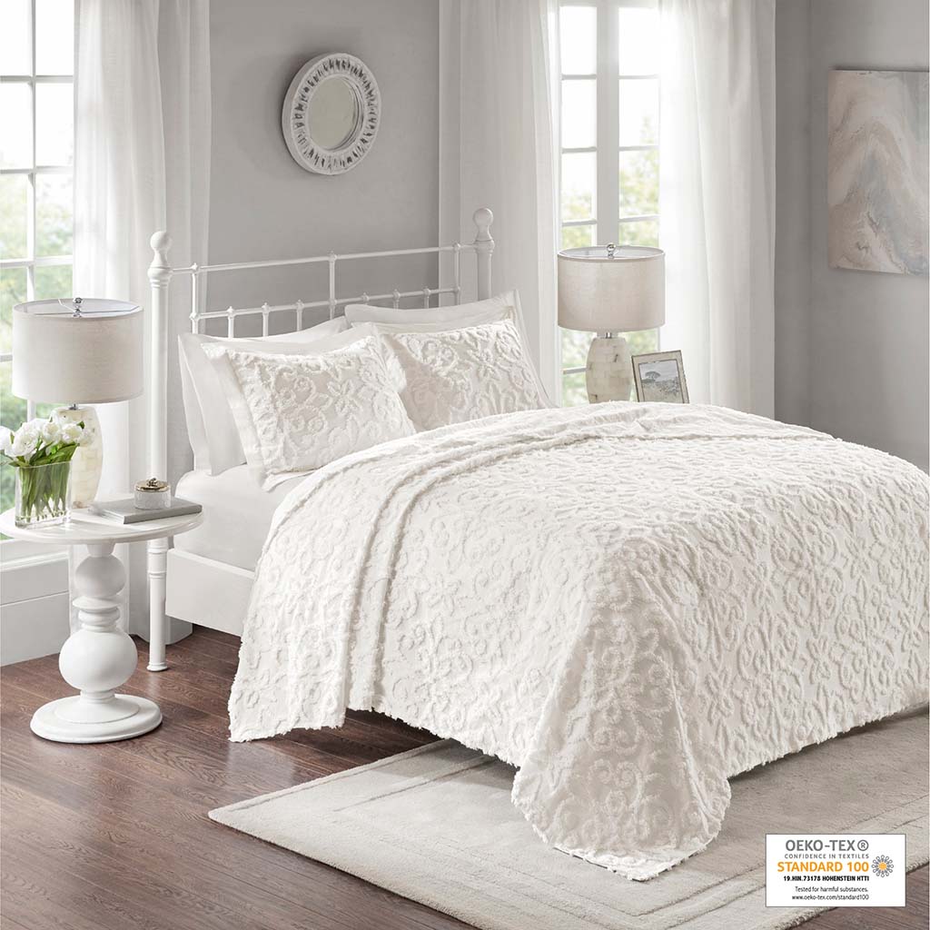 Madison Park 3 Piece Tufted Cotton Chenille Bedspread Set