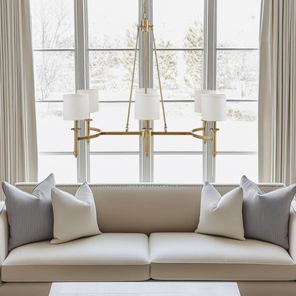 Hampton Hill 6-light Chandelier with Fabric Drum Shades