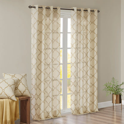 Madison Park Fretwork Print Grommet Top Window Curtain Panel