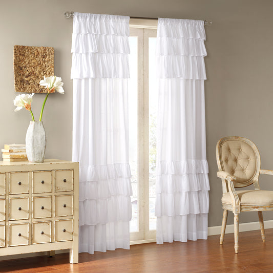 Madison Park Cotton Oversized Ruffle Curtain Panel