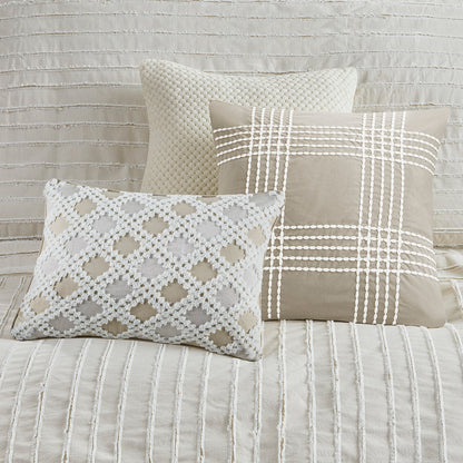 Madison Park Signature Oversized Cotton Clipped Jacquard Comforter Set with Euro Shams and Throw Pillows