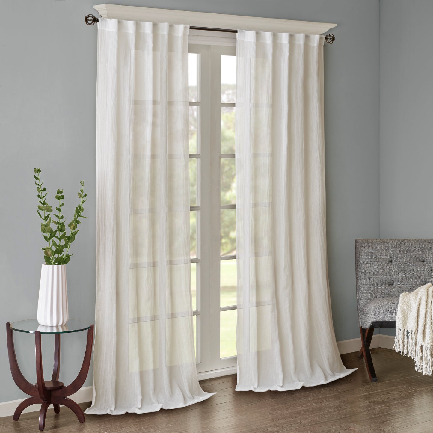 Madison Park Solid Crushed Curtain Panel Pair