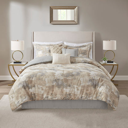 Madison Park 7 Piece Textured Cotton Blend Comforter Set