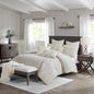 Madison Park Signature Oversized Cotton Clipped Jacquard Comforter Set with Euro Shams and Throw Pillows