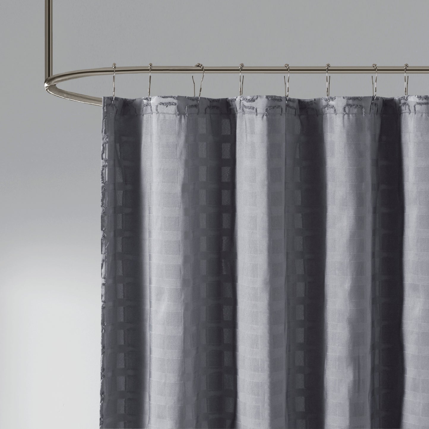 Madison Park Woven Clipped Solid Shower Curtain