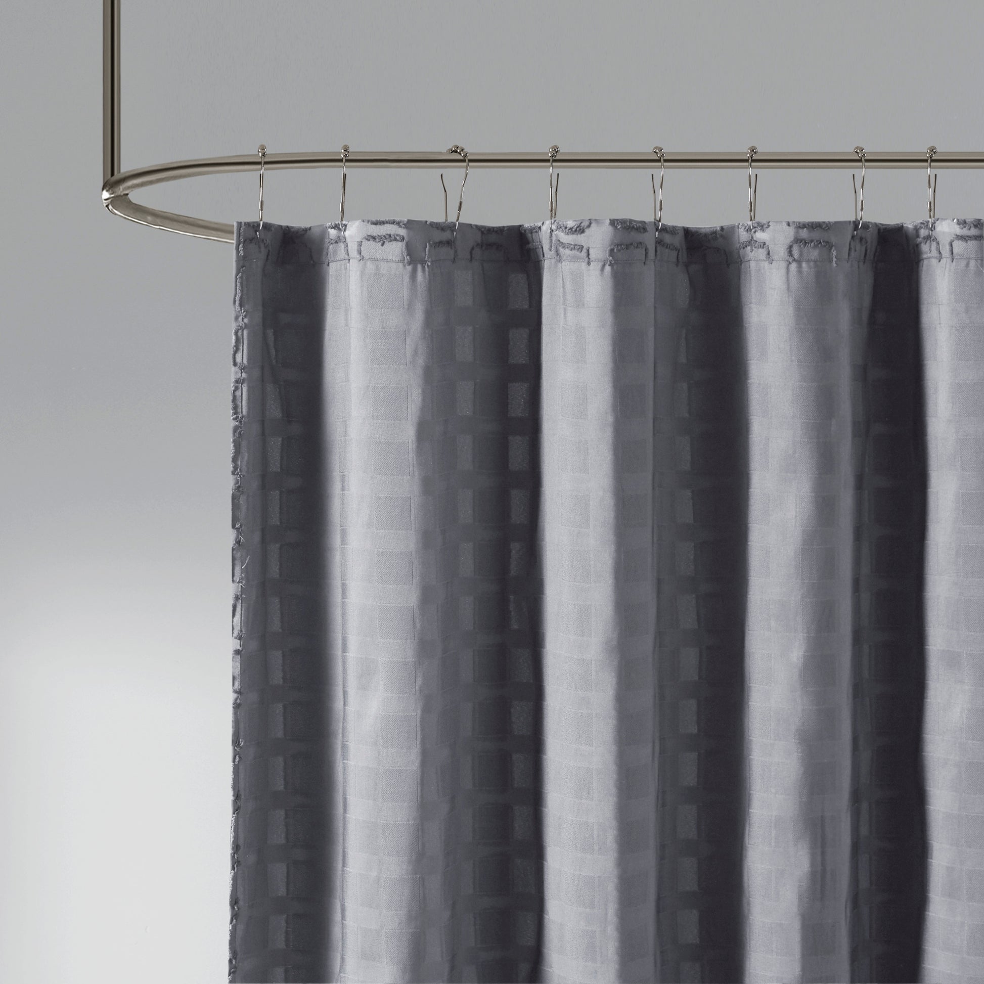 Madison Park Woven Clipped Solid Shower Curtain