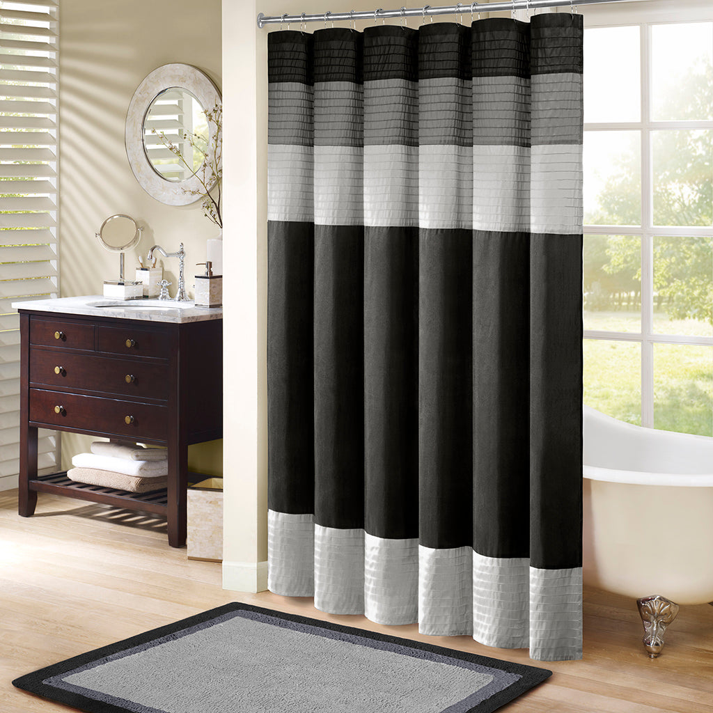 Madison Park Faux Silk Shower Curtain