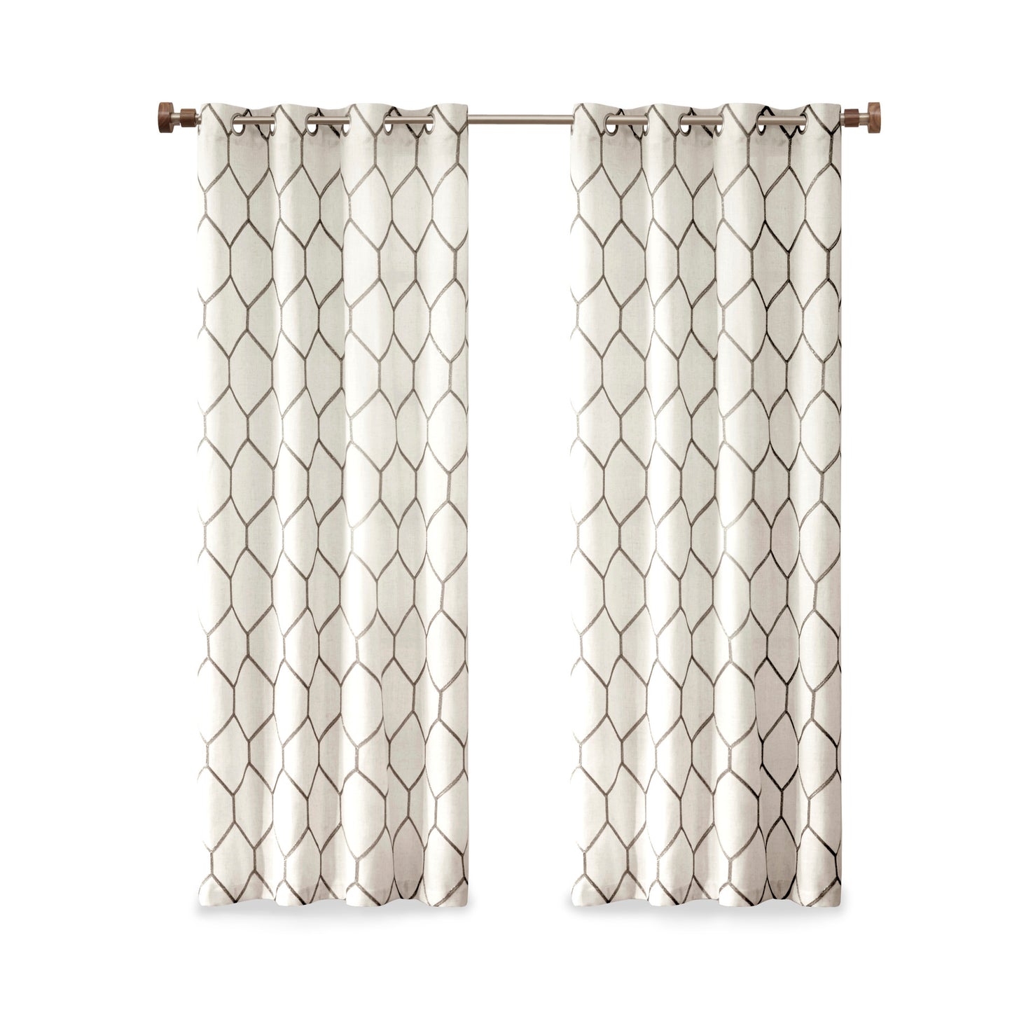 Madison Park Metallic Geo Embroidered Curtain Panel